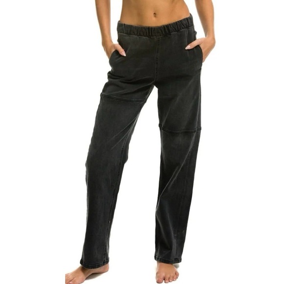 Aviator Nation Mid Rise Rancher Relaxed Fit Jeans Vintage Black Slouchy Size L - Picture 3 of 11